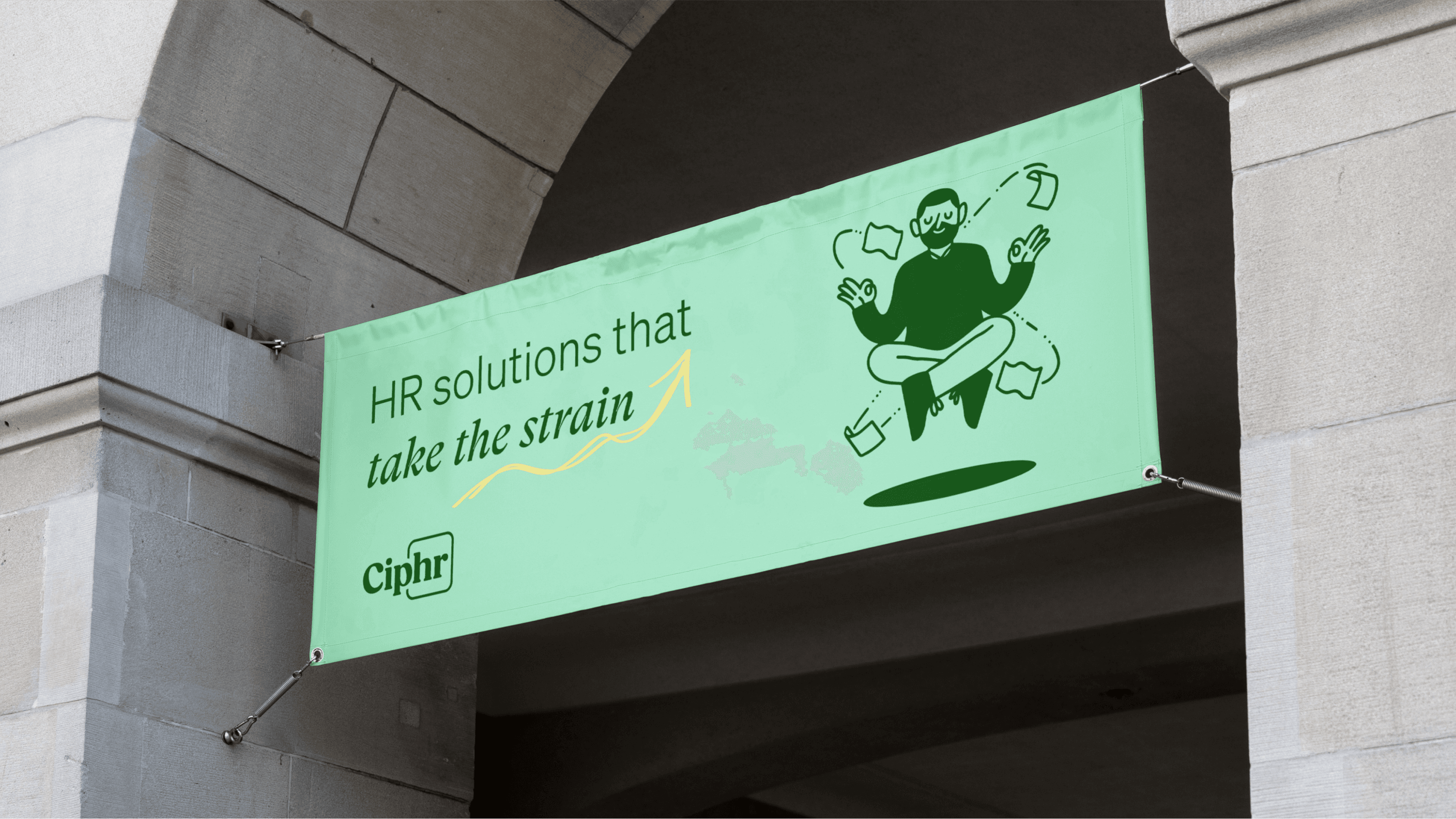 Ciphr brand — 'Put your people front and centre' on a theatre screen