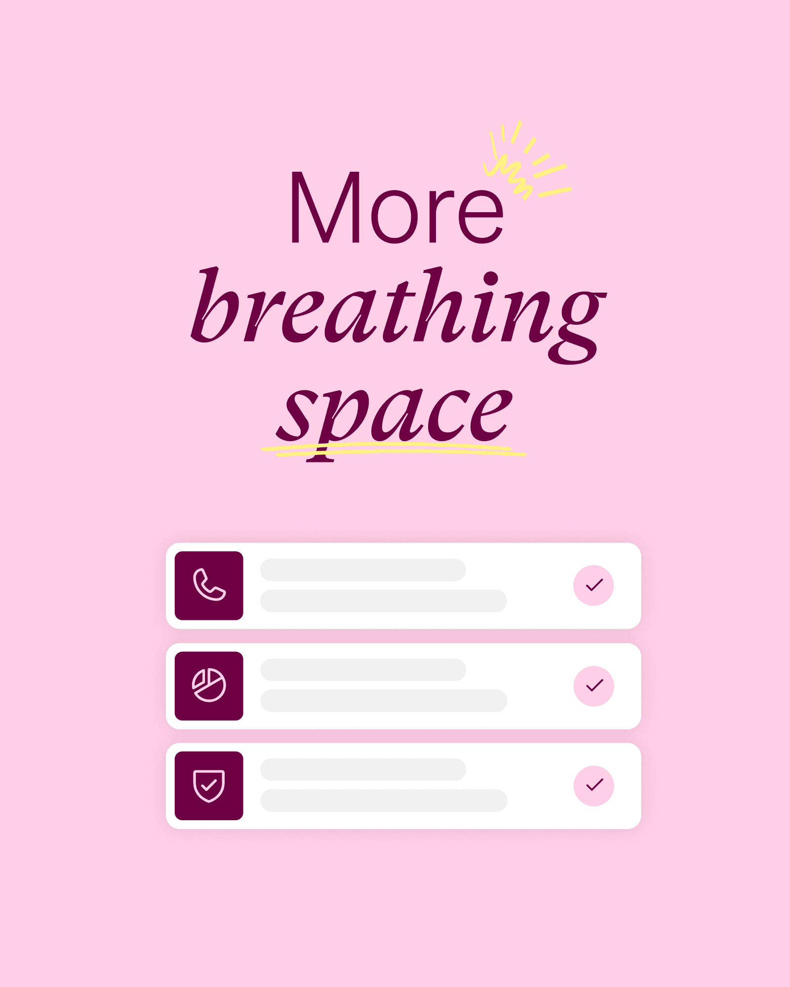 Ciphr brand — 'More breathing space' product feature on pink