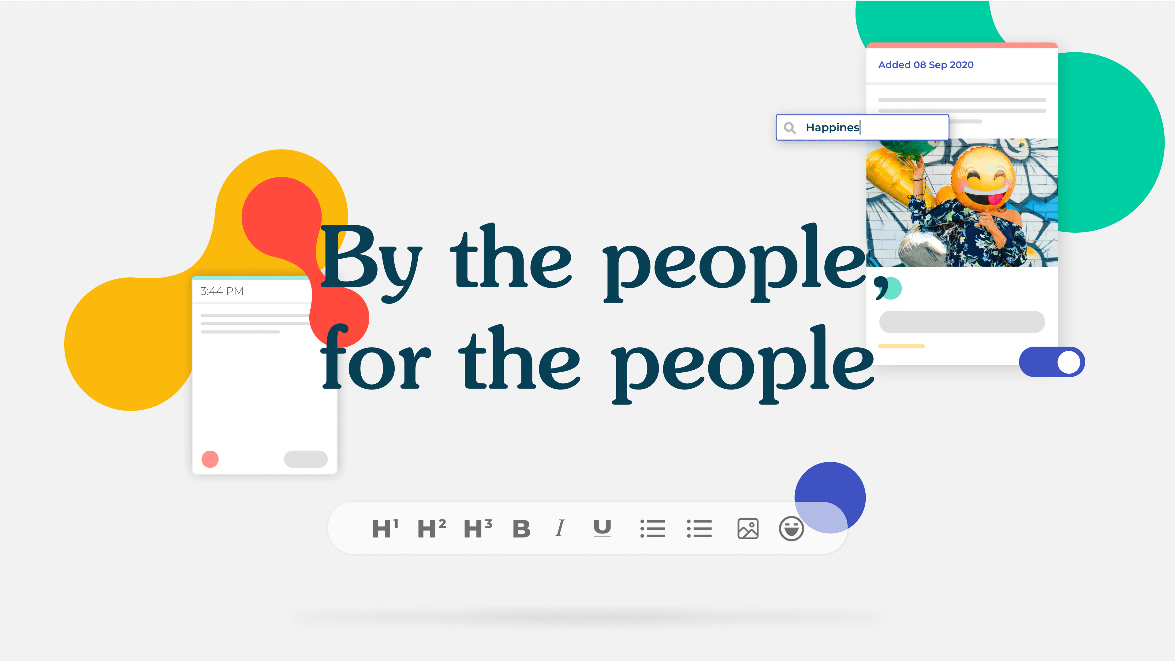 ContentCal brand — 'By the people, for the people' with rich text editor