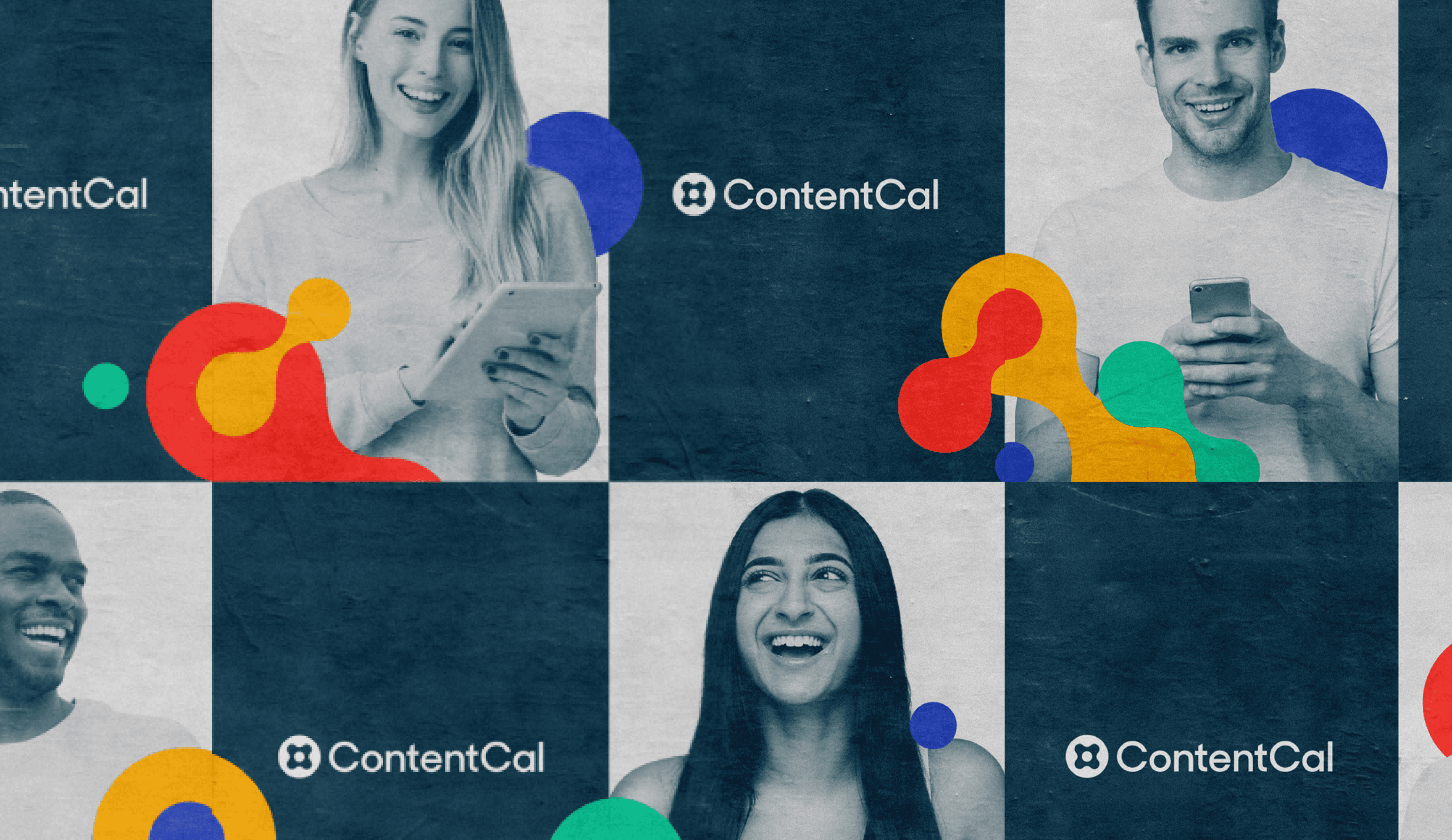 ContentCal brand in context — billboard on rough concrete wall
