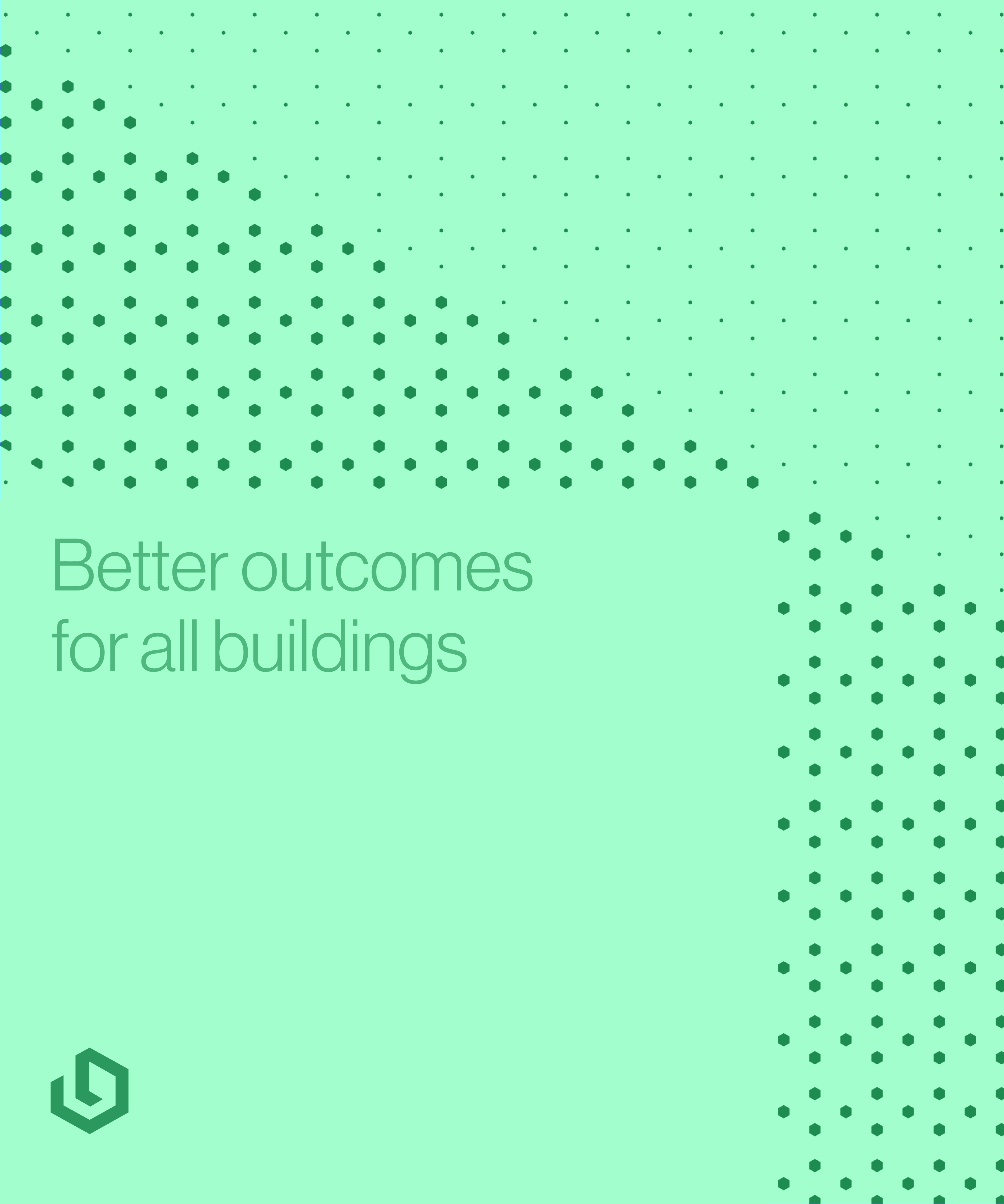 Learnd — 'Better outcomes for all buildings' brand panel on teal