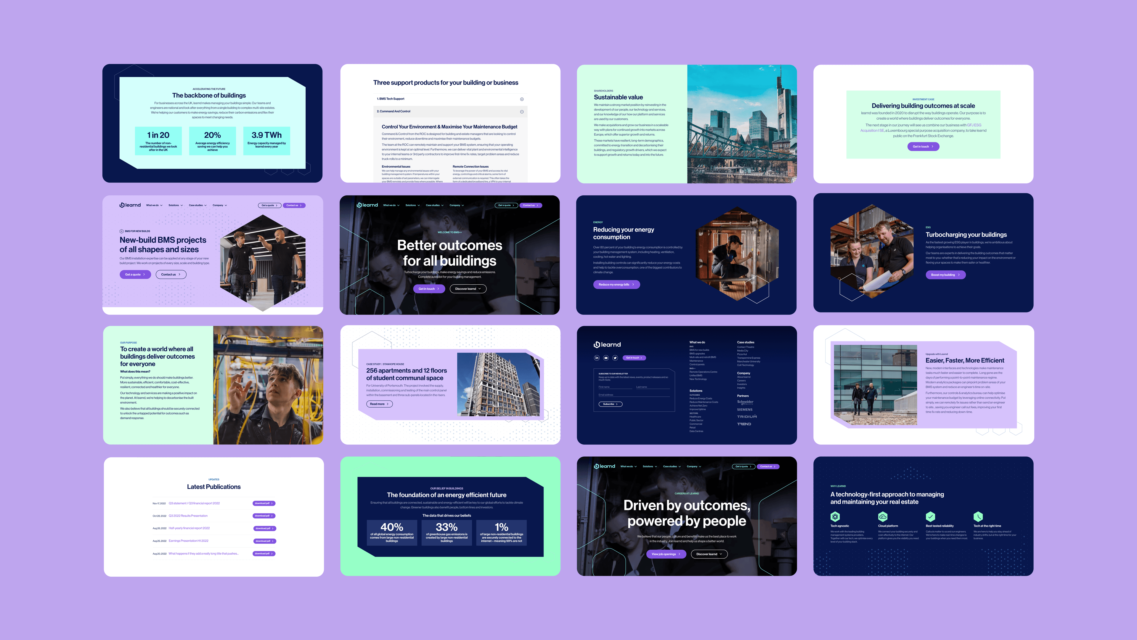 Learnd — website across multiple pages and device sizes on purple