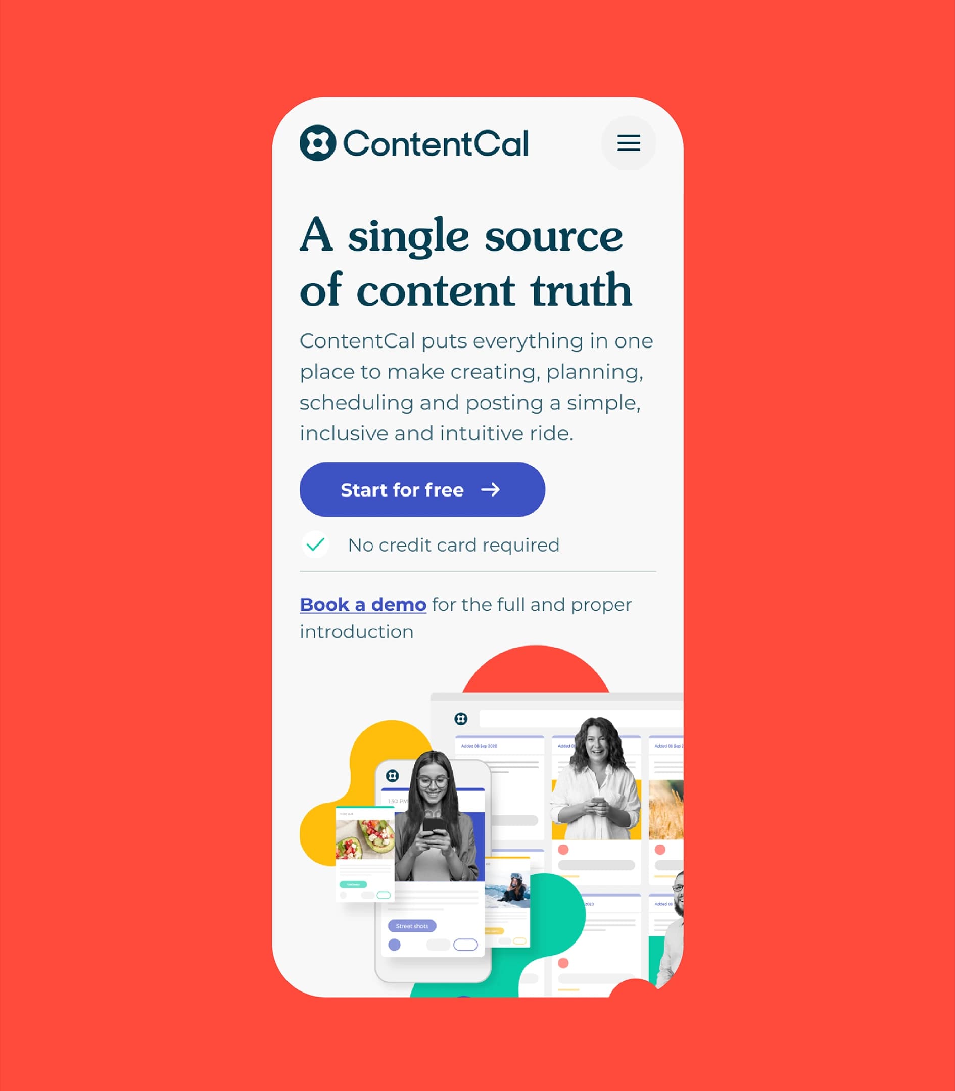 ContentCal Mobile UI Red